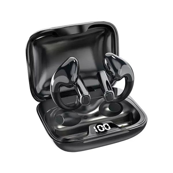 BT500 Fones de ouvido de condução óssea sem fio 5.3 compatível com BT Fones de ouvido ABS Clip on Ear Stereo Surround Gamer Headset com microfone