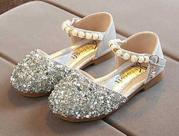 Sandálias meninas sapatos de lantejoulas princesa ouro rosa prata crianças verão nina sapatos glitter sapatos de férias casamento festa de aniversário formal