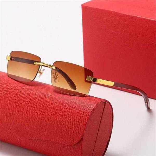 Top-Luxus-Designer-Sonnenbrillen 20 % Rabatt Frühling Holzbein rahmenloses quadratisches Stück Street Photo Mode-Sonnenbrille Kajia