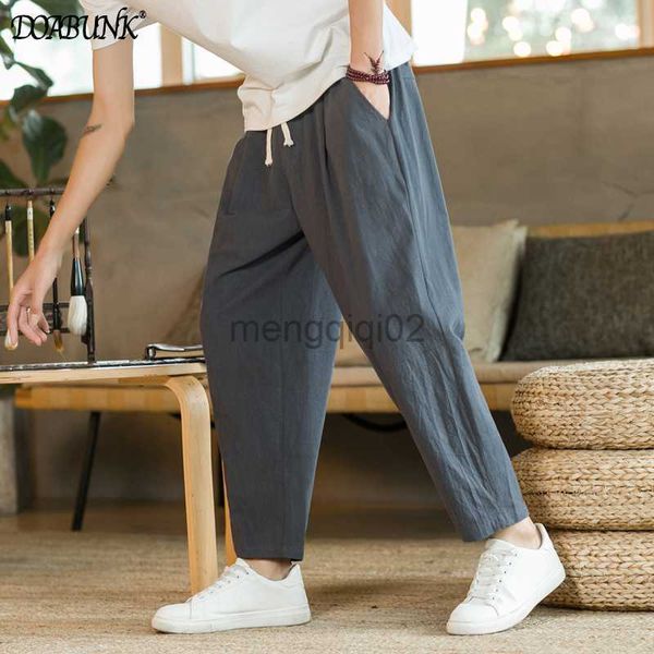 Pantaloni da uomo 2022 nuovi pantaloni larghi traspiranti in lino di cotone da uomo casual in tinta unita dritti M-5XL Y23