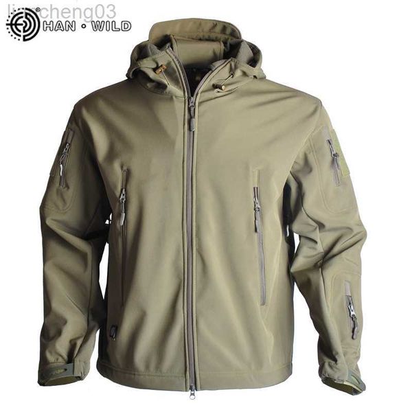 Herren Trainingsanzüge Outdoor Soft Shell Taktische Jacke Männer Kleidung Windjacke Fleece Mantel Safari Armee Jagd Kleidung Camo Militär Jacke Mit Kapuze W0328