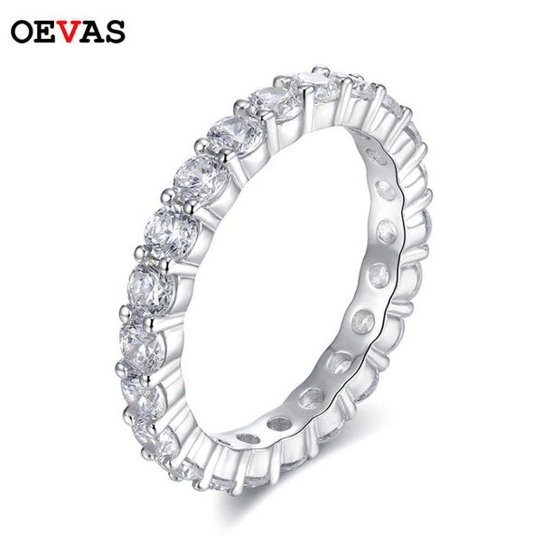 Anéis de banda oevas 100 925 prata esterlina cintilante 1 linha 3mm de altura diamante anéis para mulheres para mulheres de alta qualidade jóias finas z0327