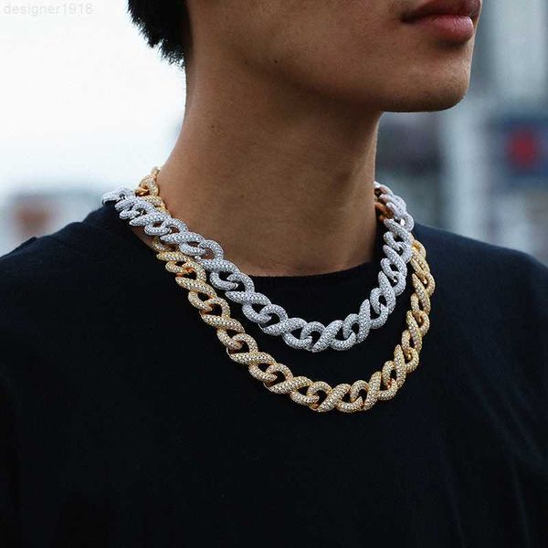 Латунный 16 -миллиметровый кубинский звенья цепь Кокер заморозил ожерелье для ювелирных украшений для мужчин