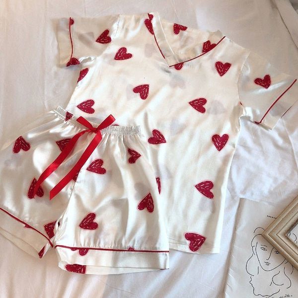 Женская одежда для сна Пиджимы для женщин с печати сердце