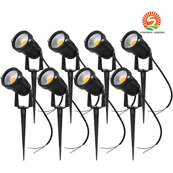 LED Çim Lambası 5W Cob Cob Bahçe Işık Dekorasyonu için Su Geçirmez Pimi 12V 5W Peyzaj Işık Sıcak Beyaz 3000K Su Geçirmez Açık Spot Işık