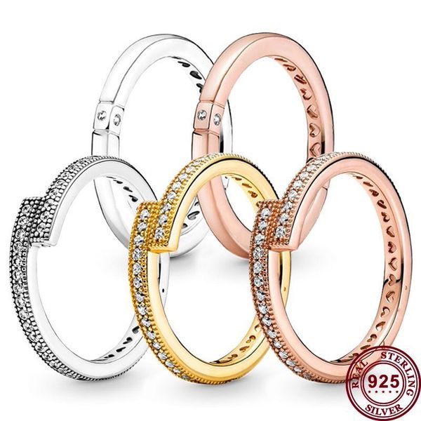 925 Silver Women Fit Pandora Ring Original Heart Crown Ring