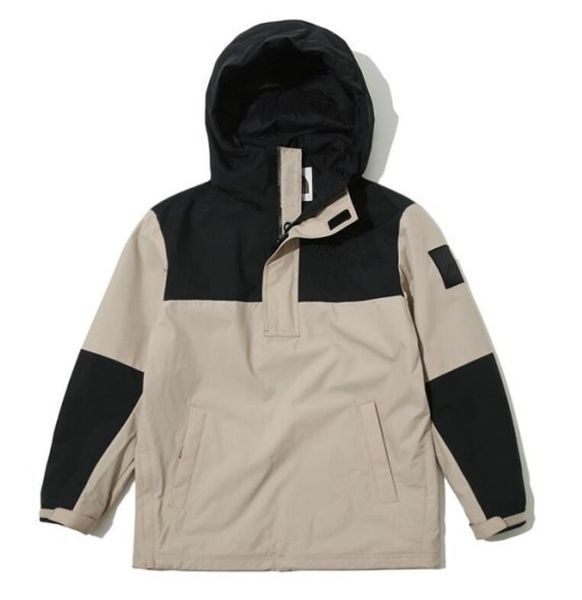 Frühling Herbst 2023 Neue Männer Frauen Outdoor Jacke Mantel bestickter Buchstaben Halbzip geteilte Kapuze Patchwork Windbreaker Paar Jacken Oberbekleidung