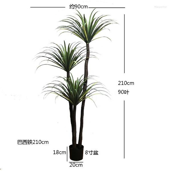 Dekorative Blumen, Dracaena-Seidenpflanze, künstliche künstliche Zimmerpflanzen, immergrüne Marginata, gefälschte Yucca-Palmen