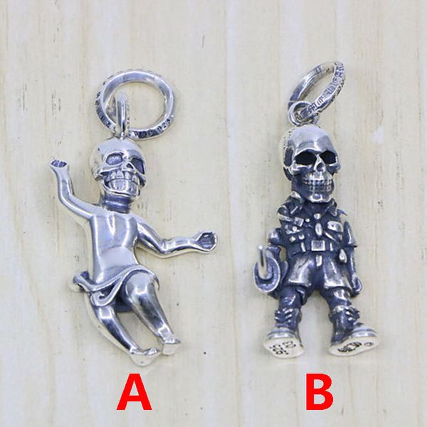 S925 Sterling Silber Anhänger Personalisierte Mode Einfache Paar Kreative Schädel Mann Netz Rot Hip Hop Punk Stil Schmuck Liebhaber Geschenk