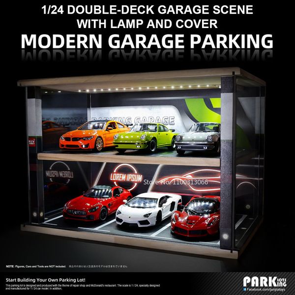 Elektrisches RC Flugzeug 1 24 Parkplatz Szene Auto Modell Aufbewahrungsbox Spielzeug Garage Acryl Transparent Staubdicht Eingebautes Licht Sammlung Geschenk 230329