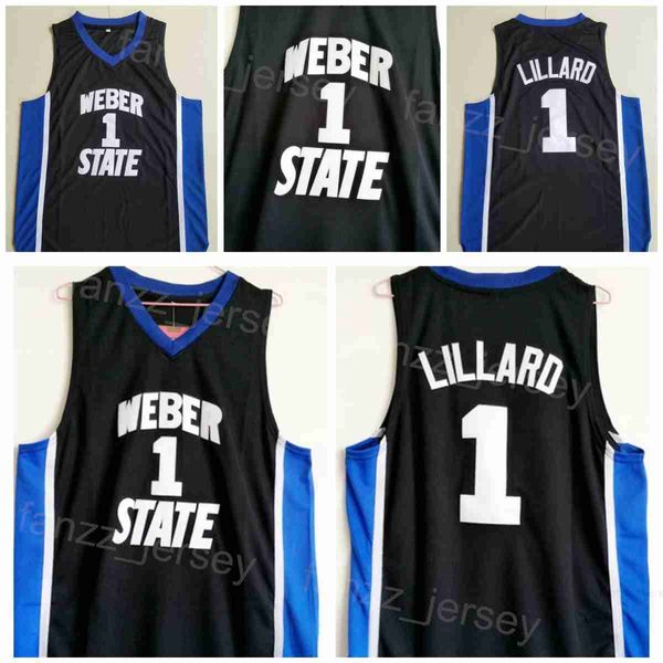 Weber State College Damian Lillard Jersey 0 Man Basketball University camisa All Stitched Team Color Black for Sport Fans Breatable Pure Cotton costurado à venda NCAA