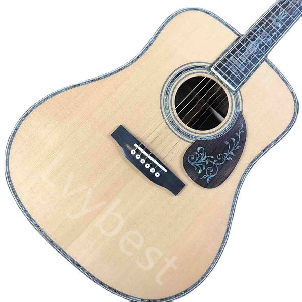 Lvybest Custom Massive Fichtendecke Roswood Rückseite Abalone Binding Life Tree Inlay Akustische E-Gitarre