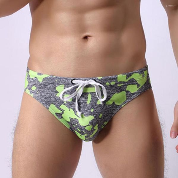 Unterhose Herren Beach Swim Briefs Mid-Rise Camouflage Print Bademode Badeanzug Bikini Sexy Man Swimming Pool Trunks A50