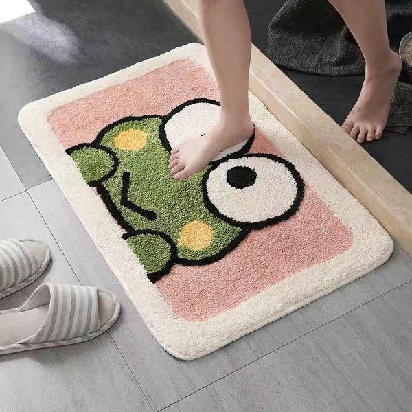 Teppich Badezimmer Saugfähiger Teppich Anime Cartoon Teppich Badezimmer Türmatte Frosch Rilakkuma Teppich Bereich Teppich Haushalt Bodenmatte Flauschiger Teppich 230329