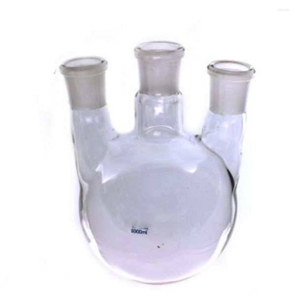 1000 ml 24/29 3 3-Hals-Rundboden-Gerader Glaskolben Laborkochkolben Dreihals-Laborglaswaren