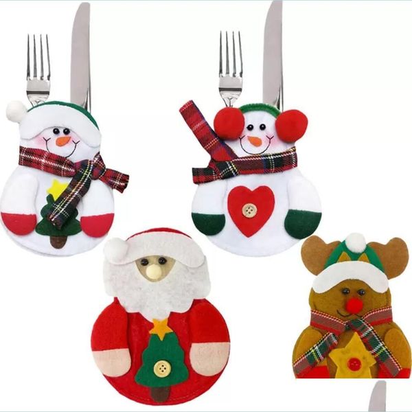 Рождественские украшения Санта -Клаус Книфес Форк Сумка Sierware Holders Cockets Muckman Snockman Elk xmas Party Sweeware для дома Del dha6g