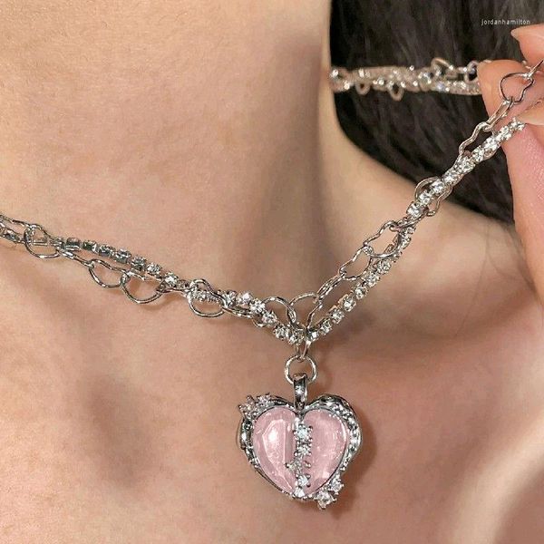 Подвесные ожерелья роскошная индивидуальность двойной слой нерегулярное персиковое ожерелье сердца