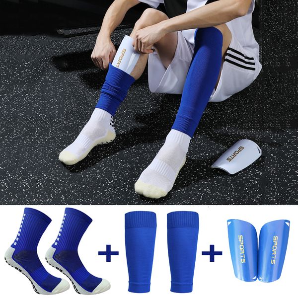 Equipaggiamento protettivo A Set Hight Elasticity Soccer Shin Guard Sleeves Adulti Soccer Pads Calzini antiscivolo Trusox Legging Cover Sports Protective Gear 230328