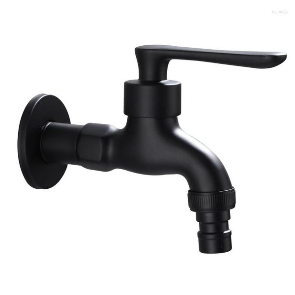 Rubinetti per lavabo da bagno 1PC Rubinetto nero Mop Estensione per piscina Rubinetto per lavatrice Filettatura G1 / 2 'Rubinetto Montaggio a parete in acciaio inossidabile