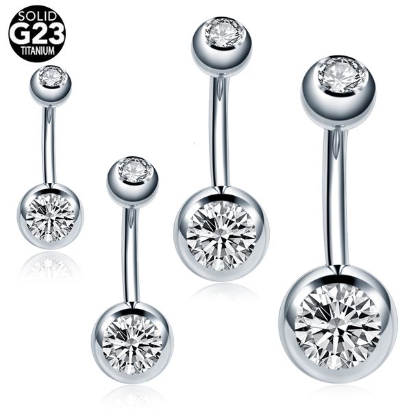 Ringos de nariz pregos 10pcs lote 14g Piercing de umbigo anéis de barriga rosqueados externamente gem dupla gem cubic zirconia pircing umbigo jóias 230328