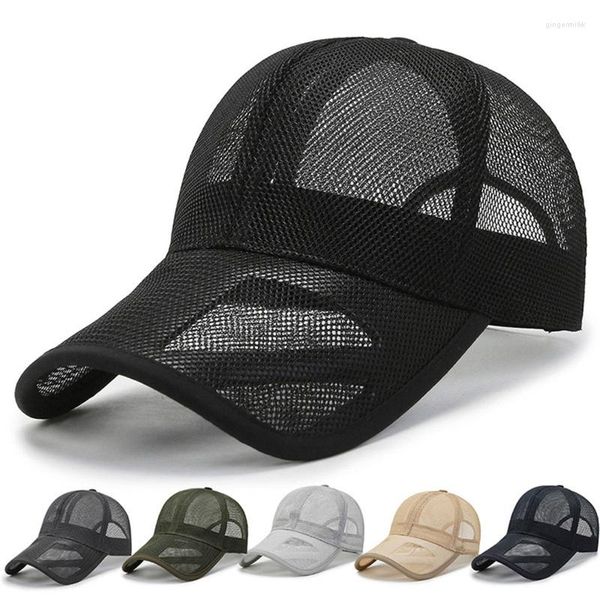 Boinas de verão Mesh Full Mesh Baseball Cap UnisEx Trucker Caps Men Chapéu de pesca Quick Dry Golf Running Snapback ajustável