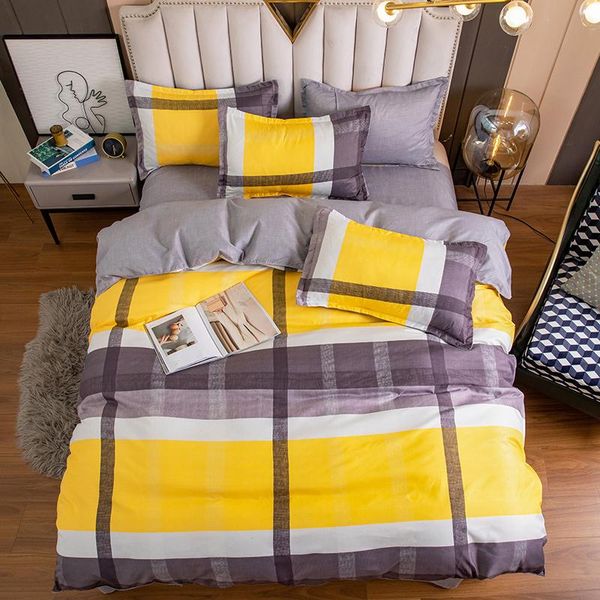Yatak setleri şerit kafes seti İskandinav çift ikiz yatak örtüsü 220x240 yorgan kapak yatak sayfası yastık kılıfı ev dekor yetişkin yatakkotlar