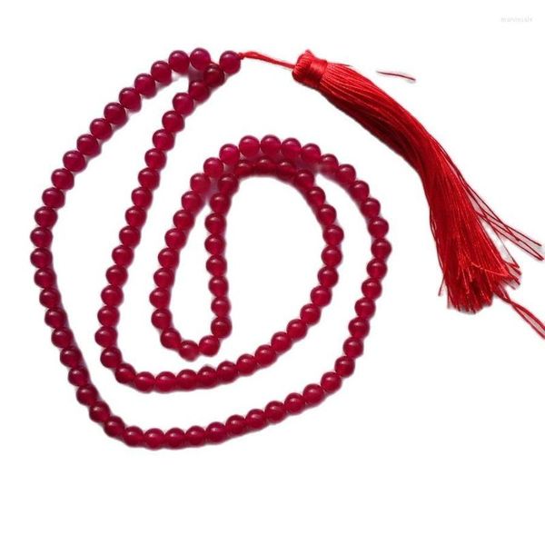 Collane con ciondolo Asian Natural 8mm Jade Gem Tibet Buddhist 108 Prayer Rose Beads Collana Mala