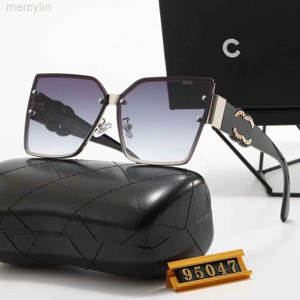 Роскошные дизайнерские солнцезащитные очки Chanei. Солнцезащитные очки для женщин и мужчин. Модные тенденции в ромбовидной оправе. Устойчивые к ультрафиолетовому излучению большие очки для путешествий. Серые 95047.