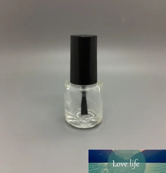 Bottiglia di smalto per unghie in vetro trasparente vuoto ricaricabile all'ingrosso di forma rotonda da 5 ml per nail art con tappo nero tappo bianco Qualità