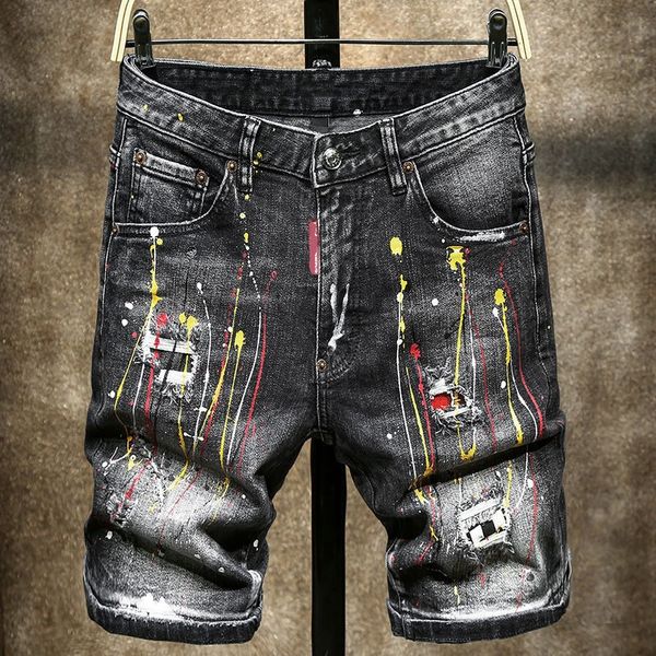 Pantaloncini da uomo jeans jeans gamba dritta jeans pantaloni neri di qualità in stile brand swing lacca laccati