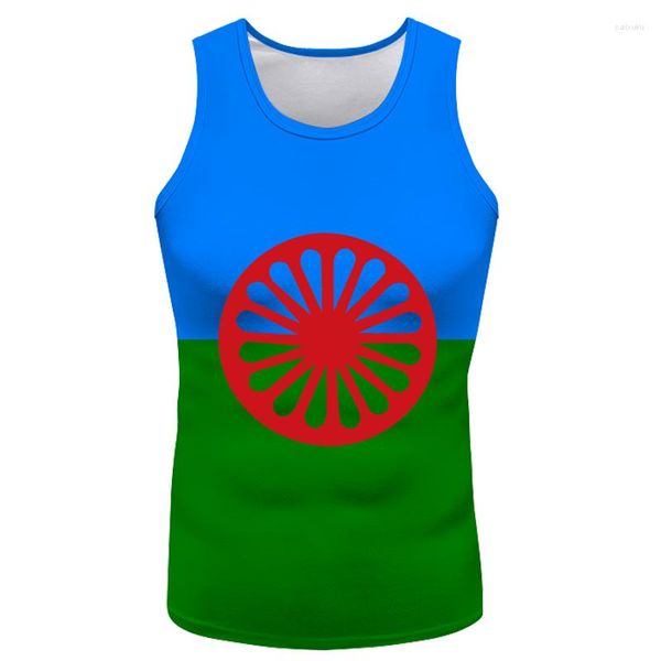 Erkek tank üstleri yelek romu çingene bayrağı Roman Halkı Kolsuz T-Shirt Po Logo Giysileri Özelleştirilebilir