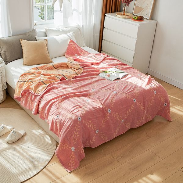 Decken Sommer Plaid Handtücher Bettlaken Kinder Teens Tagesdecke Wandern Zelt Quilt Decken 100% Baumwolle Musselin Überwurfdecke für Bett 230329