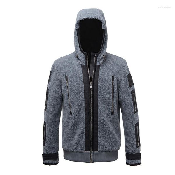 Herren Jacken Herren Cosplay Jacke Full Zip Langarm Warm Winter Outdoor Abenteuer Wandern Hoodie mit 2 Armbändern und 1 Gesichtsschal