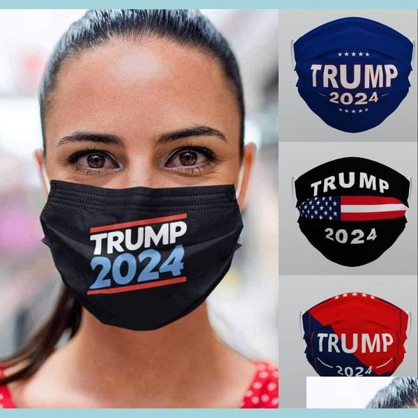 Máscaras de festa Trump 2024 Máscara facial lavável reutilizável Fabric não tecido à prova de neblina à prova de neblina 496 entrega de gota G Dhyjd