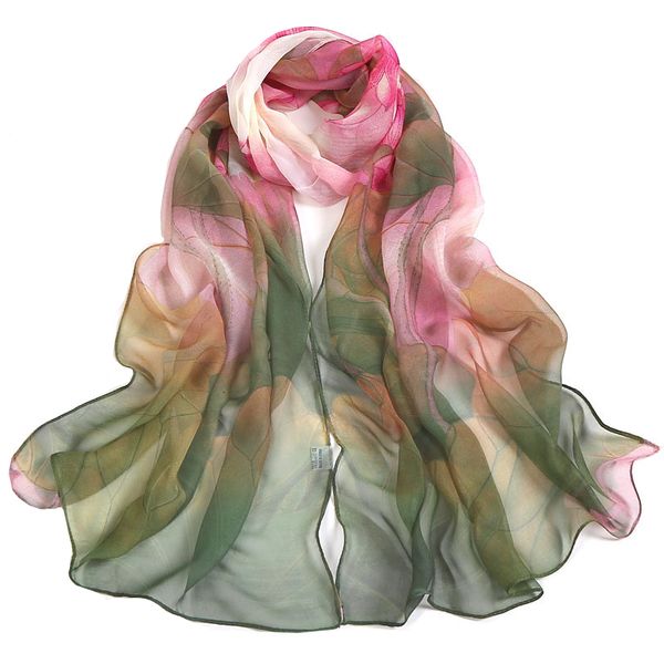 Schals Fashion Madam Pretty Scarf Sunscreen Shawl Individuality Lotus Flower Design Georgette Thin Damen Schals Großhandel 230328