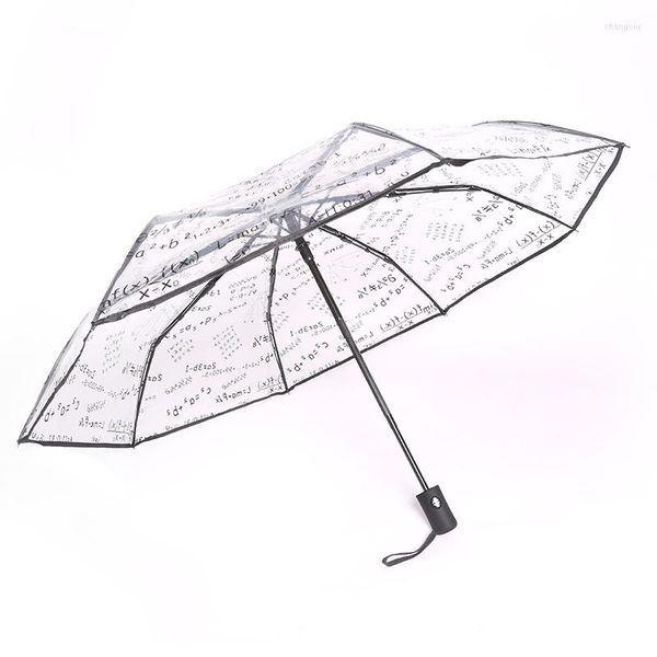 Ombrelli Ombrello automatico Trasparente Pieghevole da donna Formula matematica Parapluie trasparente Il sole Ombrellino per ragazze