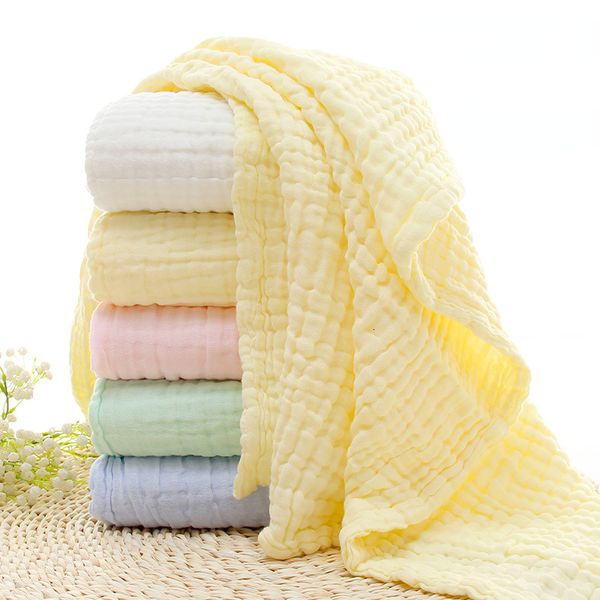 Coperte Fasce Asciugamano da bagno in garza a 6 strati Coperta per il ricevimento del bambino Schiuma di puro cotone Modello semplice Lettino per bambini Lettino per bambini 230329