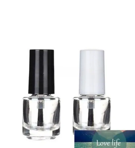 Factory Outlet 5ml Redonda ROUNTE RELAÇÃO Garrafa de esmalte de vidro transparente para unhas com tampa branca de tampa preta de escova