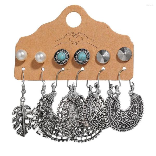 Baumeln Ohrringe Ethnisch Tropfen Silber / Golden Farbe Herz Stern Pfeil Aushöhlen Rund Für Frauen Vintage Boho Schmuck