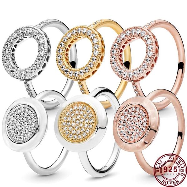 925 Silber Frauen passen Pandora Ring Original Herz Krone Mode Ringe Licht Luxus runden klassischen weiblichen Logo Ring