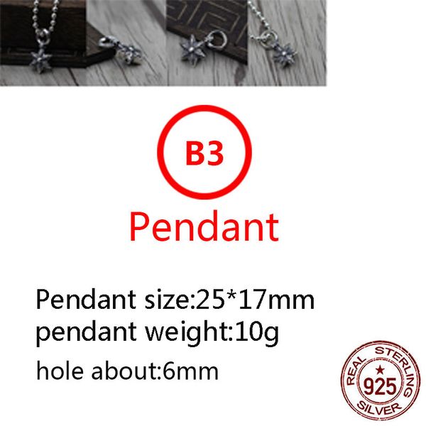 B3 S925 Pingente de prata esterlina Pingente personalizado Fashion Six Point Pingnder Punk Punk Hip Hop Jewelry Presente para amantes lembrança de lembrança