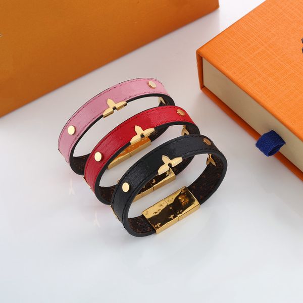 Mit BOX Luxury Designer Charm Bracelets 19CM Lederarmband Modeschmuck für Männer Frauen Eleganter Armreif verblasst nie