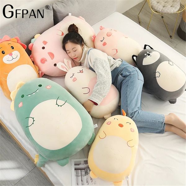 Bonecas de pelúcia Squishy Toy Kawaii Animal Gordo Dinossauro Shiba Inu Cão Travesseiro Brinquedos Bonito Rato Coelho Boneca Meninas Cama Segurando Almofada Para Dormir 230329