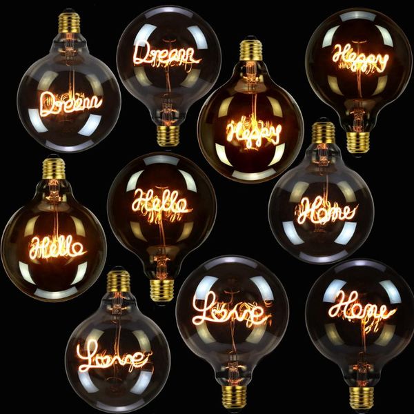 Lâmpadas lâmpadas lâmpadas vintage big globo alfabet filamento 4w diminua 110v 220V Edison decorativo Bullbled