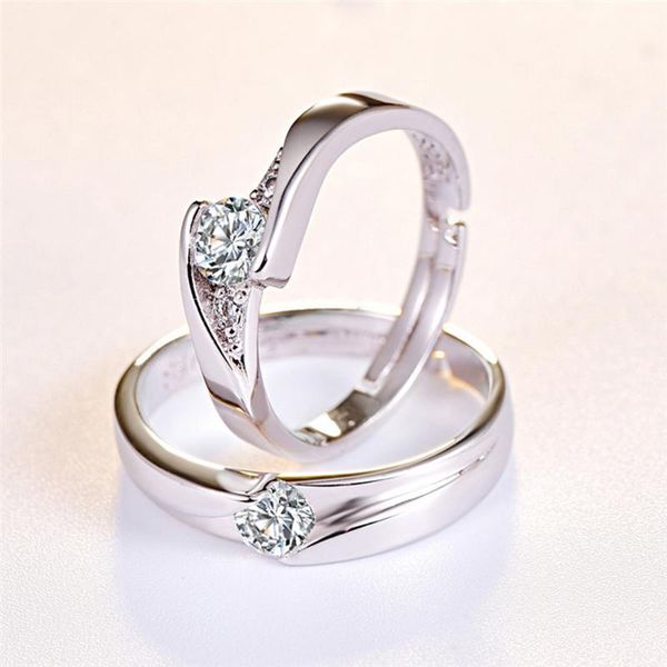 Trauringe Personalisierter Edelstahl Einzigartiger Diamant-Verlobungsring 2 Stück/Paar