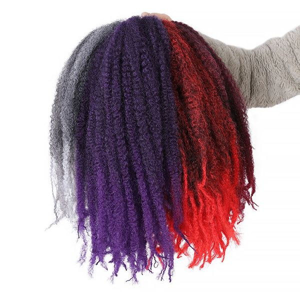 Ricci all'ingrosso all'ingrosso Marley Braid Estensioni dei capelli sintetici Viola Rosso Grigio Borgogna Bob Ombre Afro Kinky Curl Hair Bulk