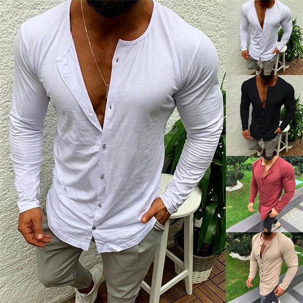 Erkek Tişörtleri Moda Lüks Uzun Kollu T-Shirt Sıradan İnce Fit Şık Katı Üstler 4 Renk