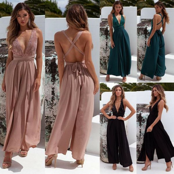 Tute da donna Rompers Donne Summer Beach Sleeveless a V-Neck Bokewwear Stipies Party Sexy Solid Bornsuitsuit Playsu Playsu