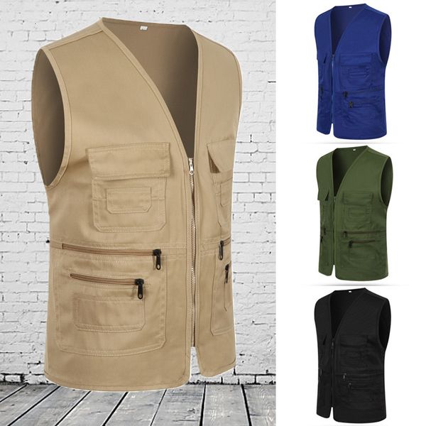 Herrenwesten Männer Multi-Pocket Klassische Weste Lässige ärmellose Jacke Plus Size Slim Fit Oberbekleidung Männliche Kleidung Pographer Tactical Vest 230329