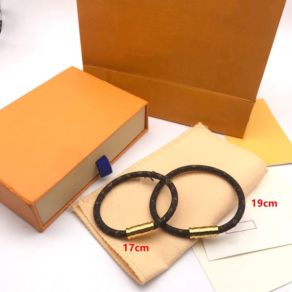 Com caixa de luxo flor antiga pulseiras de couro designer charme mulheres e homens banhado a ouro pulseira moda clássico simples jóias presente do casal